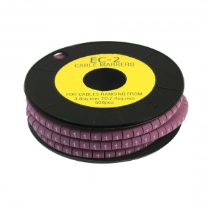 EC-2 Purple Flexible PVC Letter 1 Pattern Cable Markers 3.6-7.4mm2 500 Pcs