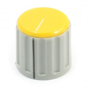 6mm Split Shaft Yellow Cap Stereo Radio Taper Potentiometer Volume Knob KN115