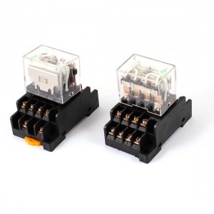 HH64P DC 24V Coil 4PDT 14Pin 35mm DIN Rail Electromagnetic Power Relay 2 Pcs