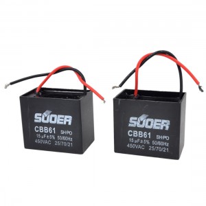 2 Pcs Metalized Polypropylene Film AC Fan Motor Run Capacitor 15uF 450V CBB61