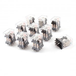 AC 24V Coil 3PDT 11 Pins Red LED Lamp General Purpose Power Relay 10 Pcs