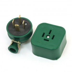 Green Flat Pin 3 Phase 4 Wire 3P4W Industrial Socket Plug Set 16A AC 440V