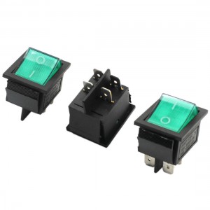 AC 110-220V Lamp Volt Green Button SPDT ON/OFF Boat Rocker Switch 3pcs