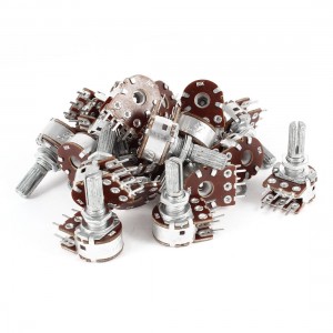 20 Pieces B5K 5K Ohm 6 Pins Dual Linear Rotary Taper Potentiometers AC 220V 6A