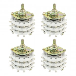 4Pcs 6mm Dia Shaft 6P5T Triple Deck Band Channel Rotary Switch Selector