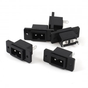 5 Pcs Black Plastic 2 Pins AC007 Inlet C8 Plug Power Adapter 250V 10A