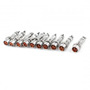 10 Pieces 7.5mm Male Thread Dia Red Indicator Signal Light DC 24V