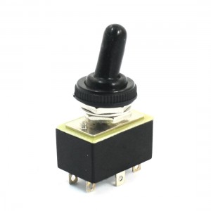 Black AC 220V 3A DPDT 2 Position Self Locking Toggle Switch w Rocker Cover