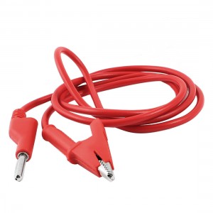 Red Multimeter 4mm Banana Plug to Alligator Clip Test Probe Cable 1M Long