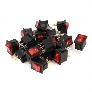 AC 250V 6A AC 125V 10A 3Pins SPST ON/OFF Red Indicator Lamp Rocker Switch 20 Pcs