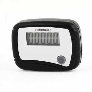 Black Gray Plastic Electronic Digital Step Counter Pedometer w Clip