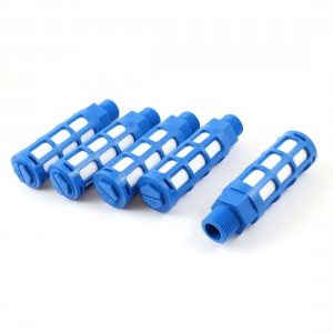 5 Pcs 3/8PT Plastic Pneumatic Air Exhaust Noise Reducing Silencer Muffler Blue