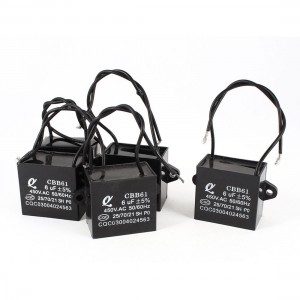 AC 450V 6uF 5% 2 Wired Metalized Polypropylene Film Motor Capacitor Black 5 Pcs
