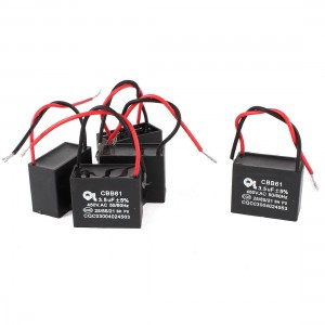 AC 450V 3.5uF 5% 2-Wire Metalized Polypropylene Film Motor Capacitor Black 5 Pcs