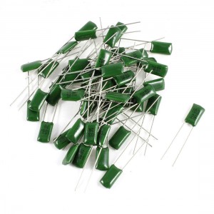 50 Pcs Radial Leads Polyester Film Cap Capacitors Green 2A103J 100V 10nF 5%