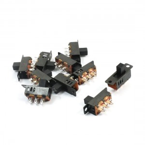10Pcs DPDT 3-Position 6 Pin Miniature Horizontal Sliding Slide Switch