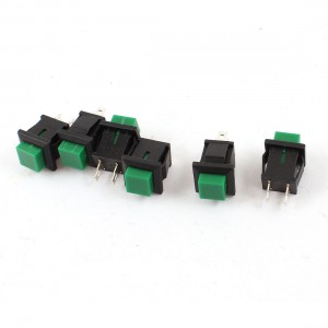 6 Pcs Momentary SPST 2 Pins Green Square Head Push Button Switch AC 125V 1A