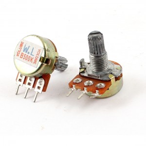 B500K 500K ohm 3 Pins Split Shaft Rotary Linear Dual Taper Potentiometer 2pcs