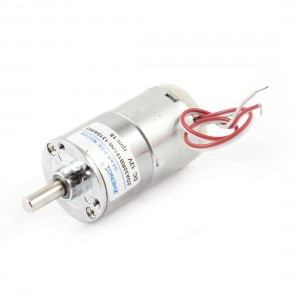 DC 12V 15RPM 6mm Shaft Dia Wired Cylindrical Metal Electric Geared Box Motor