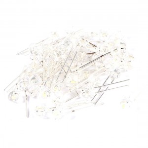 50 Pcs Clear Straw Hat 5mm Yellow White LED Lamp Light Emitting Diodes DC 2.5-3V