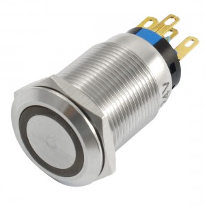 5 Pins 24V Yellow Lamp Momentary Stainless Push Button Switch