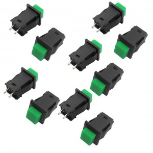 10 Pcs Green Button Latching Pushbutton Switch SPST AC 125V/3A 1A/250V