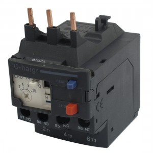 3 Pole AC 7A - 10A Black Electric Thermal Overload Relay 1 NO 1 NC