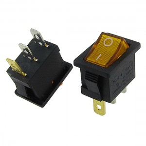 10pcs Yellow Neon Light ON-OFF I/O SPST Rocker Switch 3 Pin 6A/250V 10A/125V AC