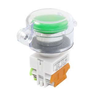 Clear Cover Non Latching 1 NO 1 NC Green Push Button Switch Ui 660V Ith 10A