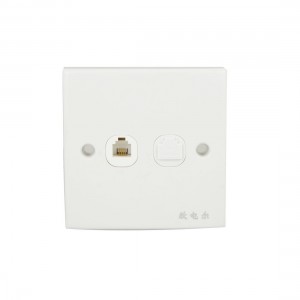 RJ11 Telephone RJ45 Computer Network Socket Wall Outlet Plate White