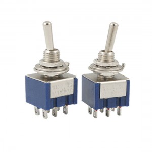 2 Pcs AC 125V 6A Mini DPDT ON/ON Toggle Switchs w 6 Terminal