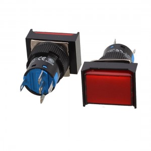 2 Pcs Red Rectangle Cap DC 12V Light SPDT 5 Pins Push Button Switch