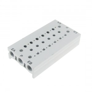Rectangle Aluminum Block Manifold Solenoid Valve Base 6 Stations
