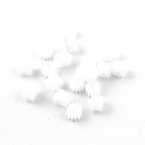 20 Pcs White Plastic Electrical Racecar Model Parts Toothed Gear 7mm Dia