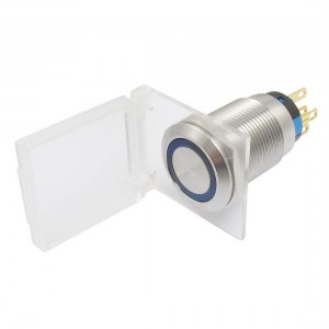 AC 250V 3A 220V Blue Lamp Plane Stainless Key Push Button Switch