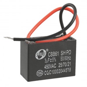 CBB61 Ceiling Fan 2 Wires Motor Run Capacitor AC 450V 3uF Hkrtt