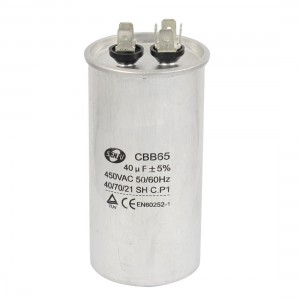 CBB65 450VAC 40uF Round Oil Filled Air Conditioning Motor Capacitor