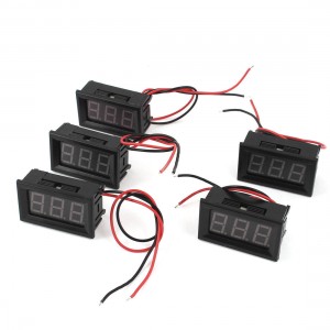 5pcs DC 6-12V Measuring Range 2 Wire Connect Red LED Digit Voltmeter