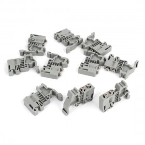 10 Pcs 35mm Din Rail Screw Fixed Terminal Block End Stopper Clamps Gray