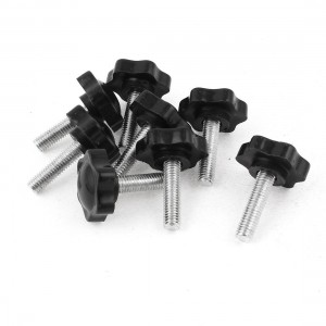 8 Pcs Black Spare Part M8 x 30mm Male Threaded Knurled Grip Star Knob