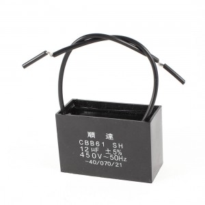 CBB61 AC 450V 50Hz 12uF Ceiling Fan Wired Motor Running Capacitor Black