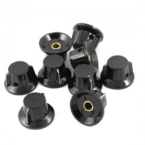 9 Pcs Black 20mm Top 6mm Shaft Insert Dia Potentiometer Knobs Caps