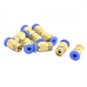 Air Compressor Quick Fitting Joint 1/8PT External Threaded 4mm Tube Dia 10Pcs