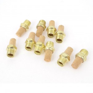 1/8PT Male Thread Brass Pneumatic Air Exhaust Silencer Muffler Gold Tone 10 Pcs