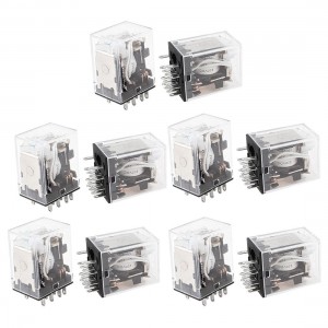 10 Pcs HH54PL DC 220V Coil 4PDT Green LED Lamp Light General Purpose Power Relay
