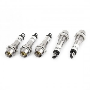 5 Pcs DC 12V 8mm Thread Yellow Bulb Power Signal Indicator Pilot Light Lamp