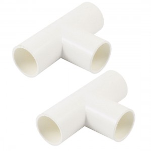 2 Pcs T Type 3 Way White PVC 20mm Inner Dia Wire Pipe Fitting Connector