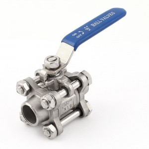 1/2PT 2 Way Full Port 90 Degree Rotary Stainless Steel 3 Piece Ball Valve