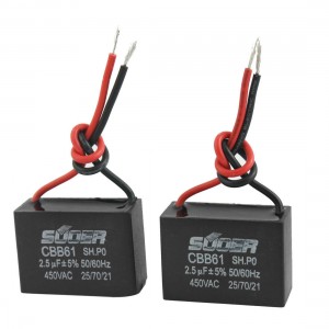 2 x AC 450V 2.5uF 5% Wired Connector Electric Fan Running Capacitor CBB61