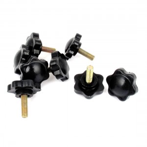 8PCS Star Hardware Clamping Knob M5 x 16mm x 25mm Black